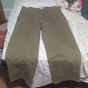 Time and Tru Olive Wide-Leg Trousers